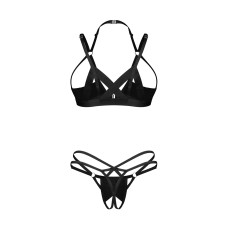 Эротический комплект белья с открытым доступом к промежности Obsessive Keira Lise 2-Pcs Crotchless Set, S/M