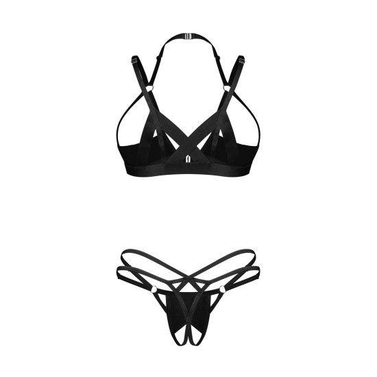 Еротичний комплект білизни з відкритим доступом до промежини Obsessive Keira Lise 2-Pcs Crotchless Set, S/M