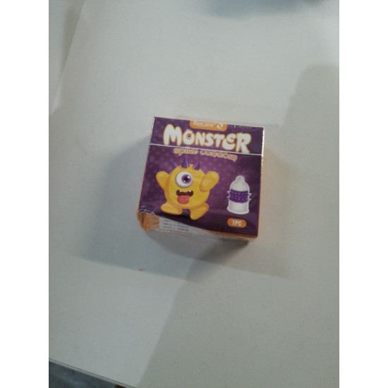 Насадка на член, жовта Recare Yellow Monster Spike Condom (пом'ята упаковка)