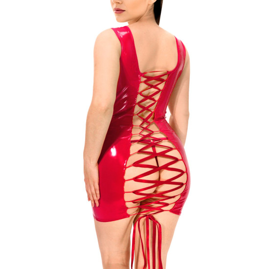 Лакированное платье на шнуровке, красное Art of Sex Demi, L-2XL
