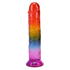 Ділдо, довжина 21.6 см, райдужний Doc Johnson Crystal Jellies - 8.5 Inch Сlassic Dong - Rainbow