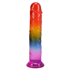 Ділдо, довжина 21.6 см, райдужний Doc Johnson Crystal Jellies - 8.5 Inch Сlassic Dong - Rainbow