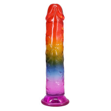 Ділдо, довжина 21.6 см, райдужний Doc Johnson Crystal Jellies - 8.5 Inch Сlassic Dong - Rainbow