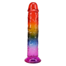 Ділдо, довжина 21.6 см, райдужний Doc Johnson Crystal Jellies - 8.5 Inch Сlassic Dong - Rainbow