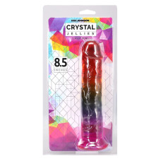 Ділдо, довжина 21.6 см, райдужний Doc Johnson Crystal Jellies - 8.5 Inch Сlassic Dong - Rainbow