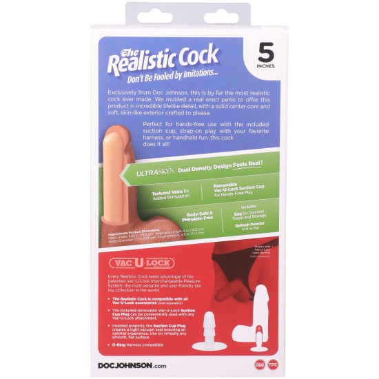 Фаллоимитатор с мошонкой, длина 12.7 см Doc Johnson The Realistic Cock ULTRASKYN - 5 Inch with Balls Caramel