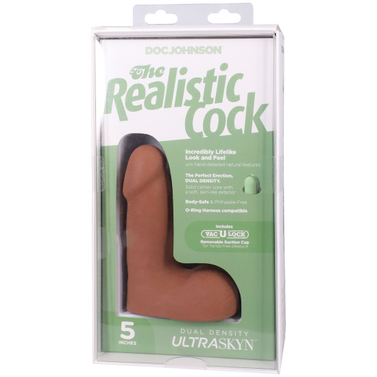 Фаллоимитатор с мошонкой, длина 12.7 см Doc Johnson The Realistic Cock ULTRASKYN - 5 Inch with Balls Caramel