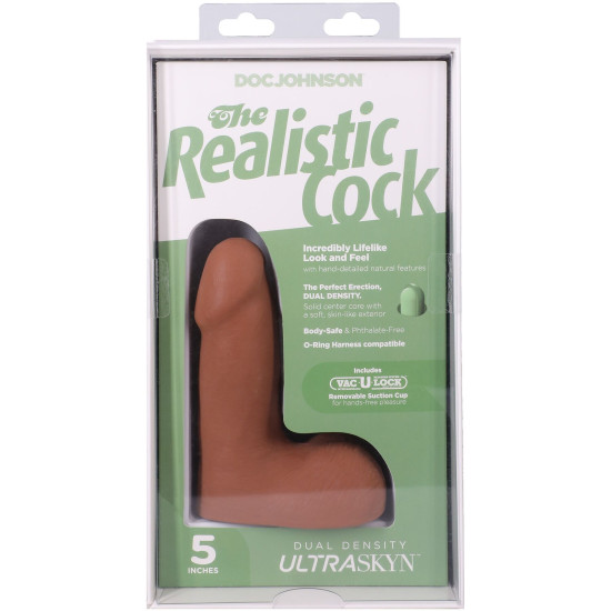 Фаллоимитатор с мошонкой, длина 12.7 см Doc Johnson The Realistic Cock ULTRASKYN - 5 Inch with Balls Caramel