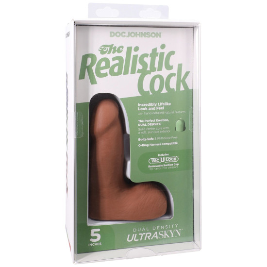 Фаллоимитатор с мошонкой, длина 12.7 см Doc Johnson The Realistic Cock ULTRASKYN - 5 Inch with Balls Caramel