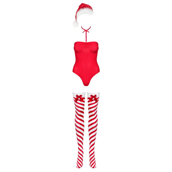 Obsessive Kissmas teddy red L/XL - боді (м'ята упаковка)