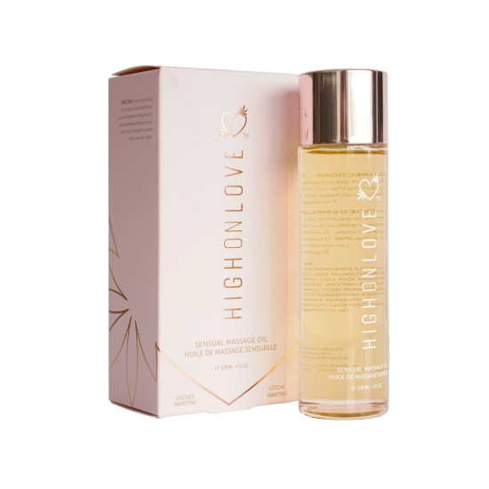 Массажное масло с маслом семян конопли и ароматом мартини HighOnLove Massage Oil Lychee Martini, 120 ml
