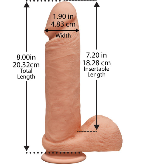 Фалоімітатор з мошонкою, довжина 20,3 см, діаметр 4,8 см - Doc Johnson The D Perfect D 8 Inch With Balls