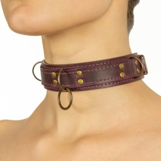 Премиум ошейник из натуральной кожи в подарочной упаковке, фиолетовый Lovecraft Premium Collar Purple, S