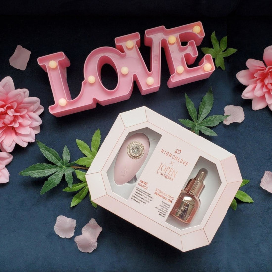 Подарочный набор (капли для клитора и вибратор с кристаллами) HighOnLove & Jopen: Objects of Desire