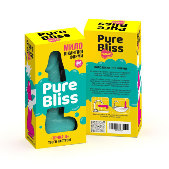 Натуральне крафтове мило-член із присоскою, бірюзове Pure Bliss Big Turquoise