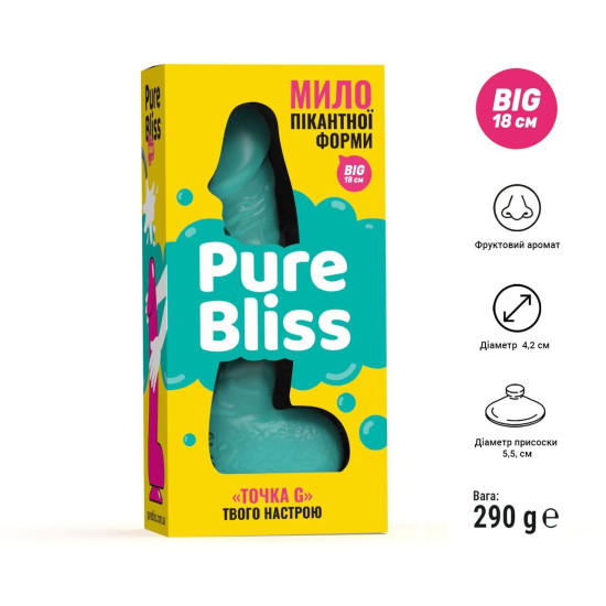 Натуральне крафтове мило-член із присоскою, бірюзове Pure Bliss Big Turquoise