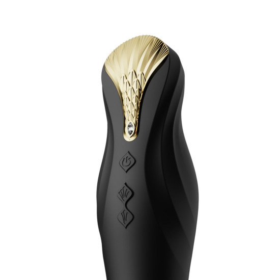 Смарт вибратор-пульсатор с кристаллом Swarovski, чёрный Zalo King Obsidian Black