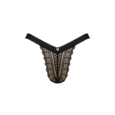 Чорні мереживні трусики із заниженою талією Obsessive Estiqua Panties Black, M/L