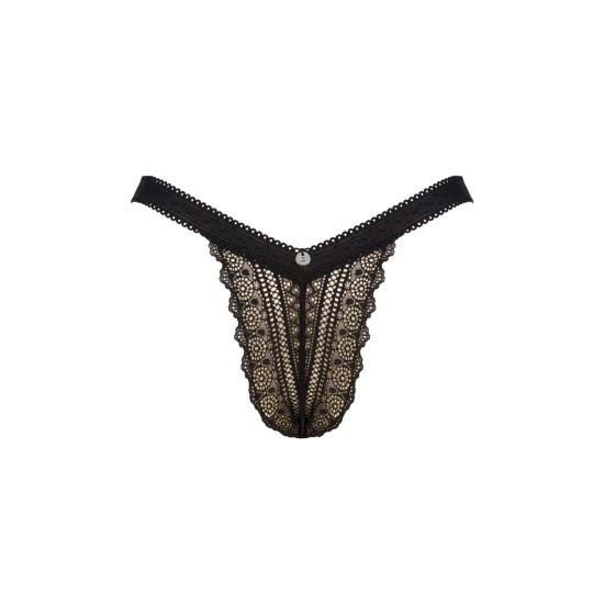 Чорні мереживні трусики із заниженою талією Obsessive Estiqua Panties Black, M/L