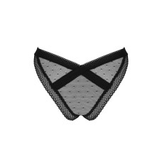 Чорні мереживні трусики із заниженою талією Obsessive Estiqua Panties Black, M/L