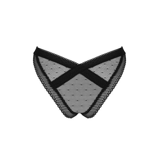 Чорні мереживні трусики із заниженою талією Obsessive Estiqua Panties Black, M/L