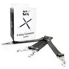 Крестовина из натуральной кожи, черная Art of Sex 4 Way Connector Black