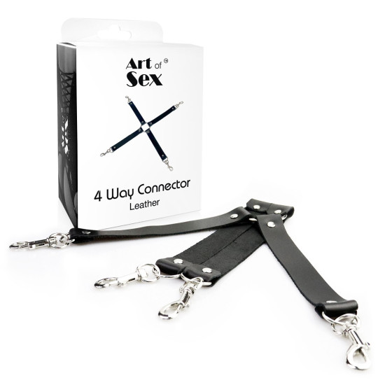 Хрестовина з натуральної шкіри, чорна Art of Sex 4 Way Connector Black