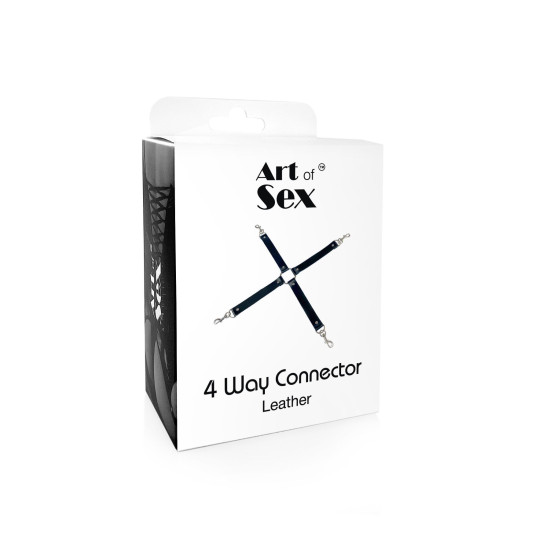 Хрестовина з натуральної шкіри, чорна Art of Sex 4 Way Connector Black