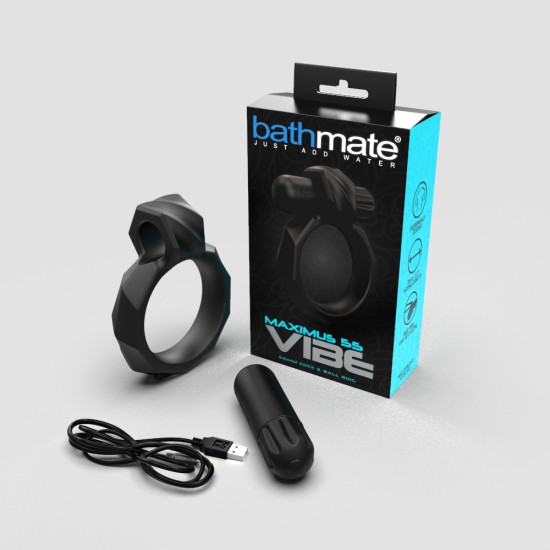 Ерекційне кільце з вібрацією, чорне, діаметр 55 мм Bathmate Maximus Vibe 55mm