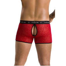 Прозрачные боксеры из сетки с леопардовым рисунком, красные Passion 046 Short Parker Red, XXL/XXXL