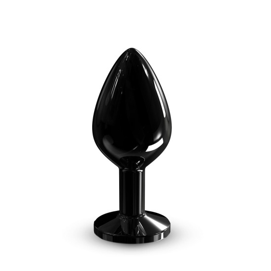 Металева анальна пробка з кристалом, довжина 8,3 см, діаметр 3,4 см, чорна Dorcel Diamond Plug Black, M