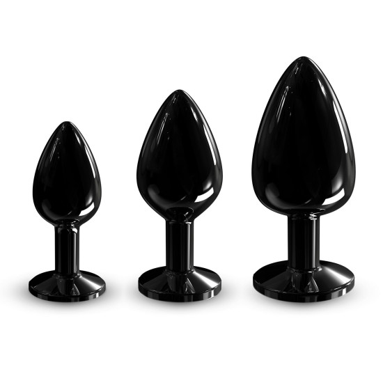 Металева анальна пробка з кристалом, довжина 8,3 см, діаметр 3,4 см, чорна Dorcel Diamond Plug Black, M