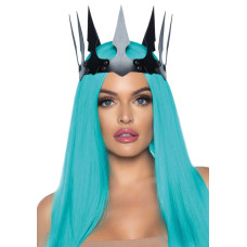 Корона «злой королевы» из искусственной кожи с заклепками, черная Leg Avenue Faux Leather Spiked Crown, Black