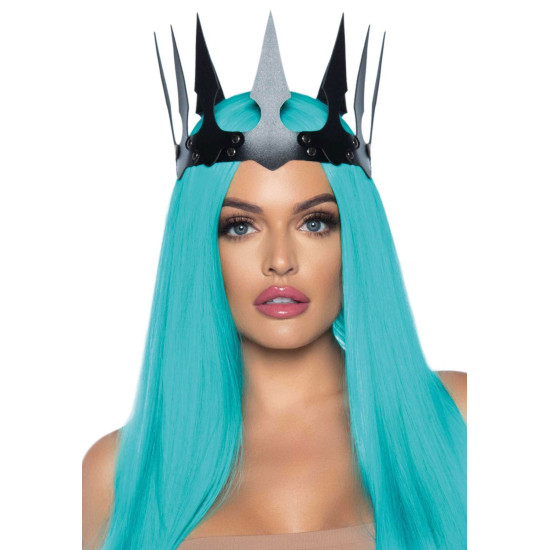 Корона «злой королевы» из искусственной кожи с заклепками, черная Leg Avenue Faux Leather Spiked Crown, Black