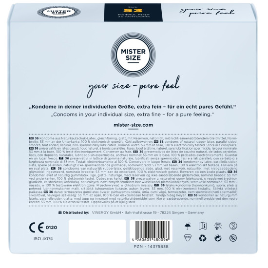 Презервативы для пениса длиной 10–11,3 см, 36 шт Mister Size - pure feel 53