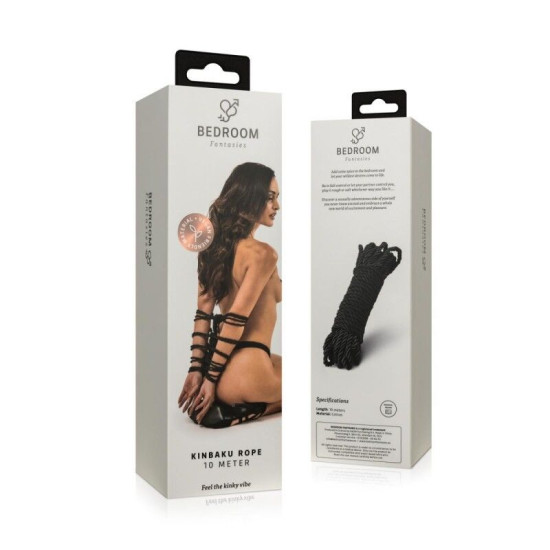 Хлопковая веревка для кинбаку, чёрная Bedroom Fantasies Kinbaku Bondage Rope Cotton, 10 м