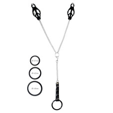 Затискачі для сосків з ерекційними кільцями Art of Sex Nipple Clamps for Men Black Clover