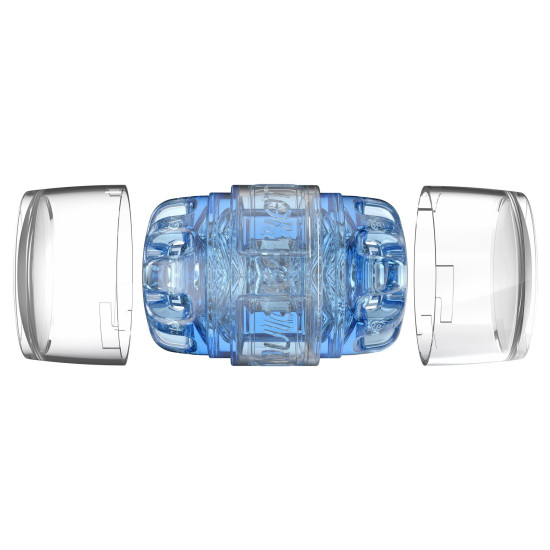 Мастурбатор прозрачный, компактный, отлично для пар и минета, синий Fleshlight Quickshot Turbo Blue Ice