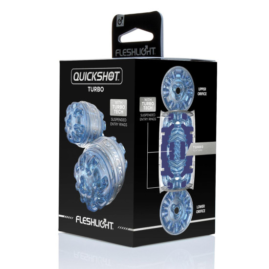 Мастурбатор прозрачный, компактный, отлично для пар и минета, синий Fleshlight Quickshot Turbo Blue Ice