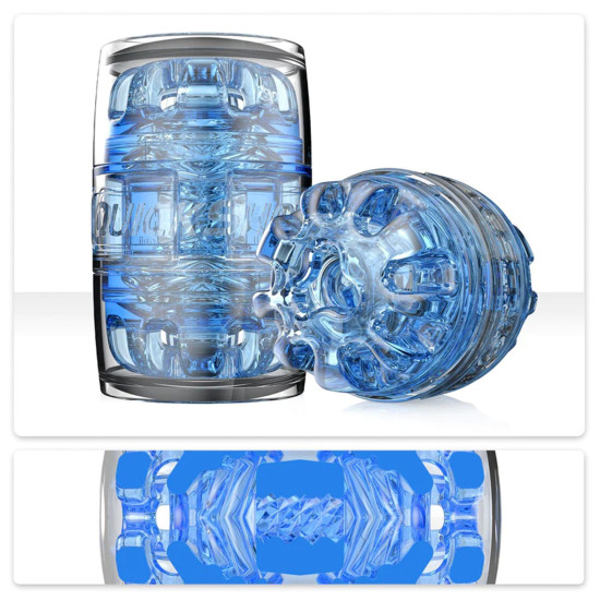 Мастурбатор прозрачный, компактный, отлично для пар и минета, синий Fleshlight Quickshot Turbo Blue Ice
