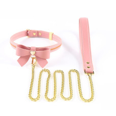 Шкіряний нашийник з повідцем, рожевий Lockink Sevanda Love Heart Love Heart Butterfly Leather Collar Set Pink