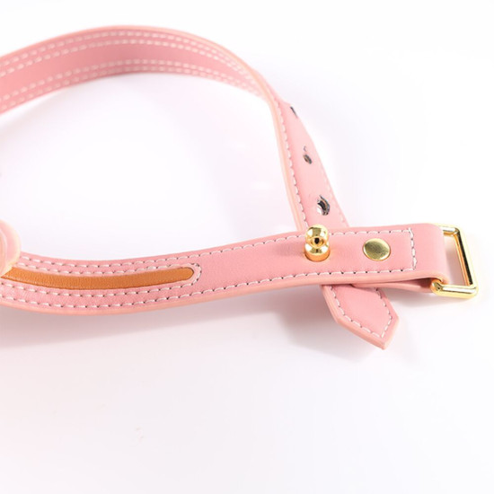 Кожаный ошейник с поводком, розовый Lockink Sevanda Love Heart Butterfly Leather Collar Set Pink