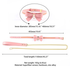 Шкіряний нашийник з повідцем, рожевий Lockink Sevanda Love Heart Love Heart Butterfly Leather Collar Set Pink