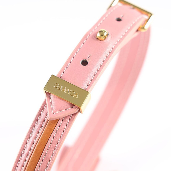 Кожаный ошейник с поводком, розовый Lockink Sevanda Love Heart Butterfly Leather Collar Set Pink