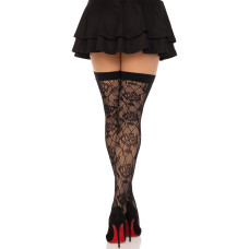 Панчохи з сіткою і візерунком троянди Leg Avenue Wild Rose Net Thigh Highs, One Size