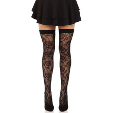 Панчохи з сіткою і візерунком троянди Leg Avenue Wild Rose Net Thigh Highs, One Size
