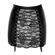 Спідниця з мереживом, чорна Noir Handmade F341 Powerwetlook and Lace Skirt, L