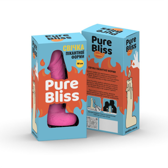 Свеча в виде члена, розовая Pure Bliss BIG Pink, 18 см