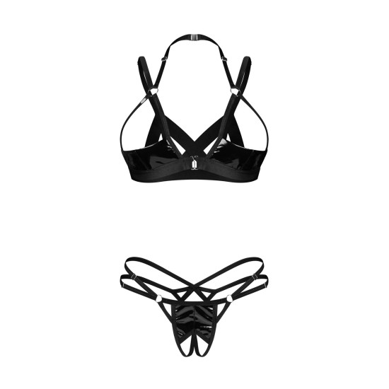 Еротичний комплект білизни з відкритим доступом до промежини Obsessive Keira Lise 2-Pcs Crotchless Set, L/XL