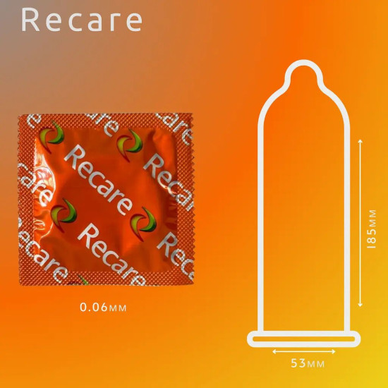 Презервативи з ароматами м'яти, банана та полуниці, 3 шт Recare Color Fruit Flavour Condoms
